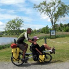 Our tandem bike loaded with enough camping gear for the whole spring & summer